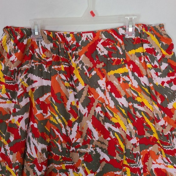 Ladies Medium Skirt Fun Multicolor Midi Laura Scott wrinkle free packable orange - Picture 8 of 9